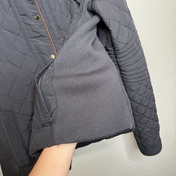 Zara Womens Quilted Puffer Jacket Long Sleeve Snap Button Size Large Fitted Slim - Picture 4 of 5